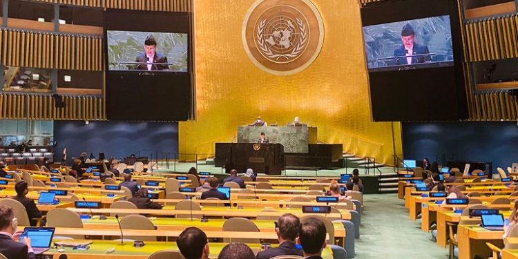 संयुक्त राष्ट्र संघको ७६ औं महासभालाई परराष्ट्रमन्त्री नारायण खड्काले गरे सम्बोधन