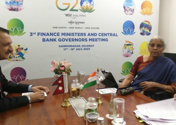 अर्थमन्त्री डा. महत र भारतका अर्थमन्त्री सितारामण बीच भेटवार्ता